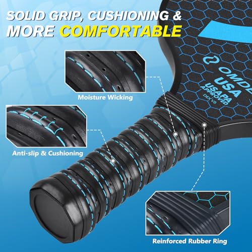 OMDEX V5 Pickleball Paddle, Carbon Fiber Pickleball Paddle Set USAPA Approved, Lightweight Pickleball Racket, Pickle Ball Paddle Gifts for Women Men