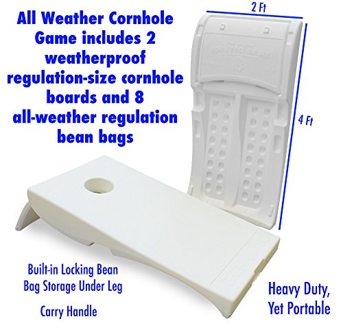 Driveway Games All Weather Cornhole Set. Regulation Corn Toss Boards & Bean Bags. Family Outdoor Lawn Yard Game, White