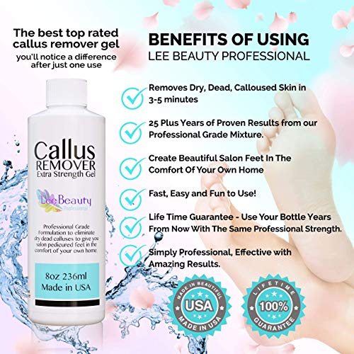 8oz Callus Remover gel for feet for a professional pedicure. Better results than, foot file, pumice stone, foot scrubber, foot buckets & callus shaver. Rid ugly callouses from feet in minutes!