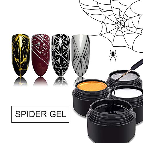 Vonrui Spider Gel Nail Art Line Silk Point Creative Pulling Wire Painting Gel Varnish Spider Web Gel 3D Emboss Soak Off White 4 colors/set - Ultra Pickleball