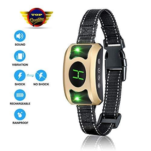 Allenker 2019 Upgrade Version Dog Bark Collar with Beep Vibration Static Shock - 3 Levels Sensitivity, Rechargeable Bark Collar for Small Dogs Medium Large Dogs with Breathing Light – Rainproof