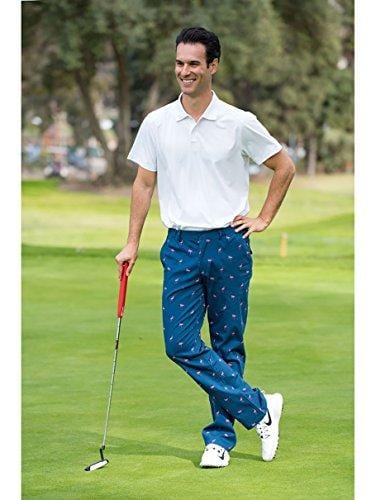 Tipsy Elves Men's Fairway Flamingo Loud Golf Pants - Crazy Golf Pants: Large