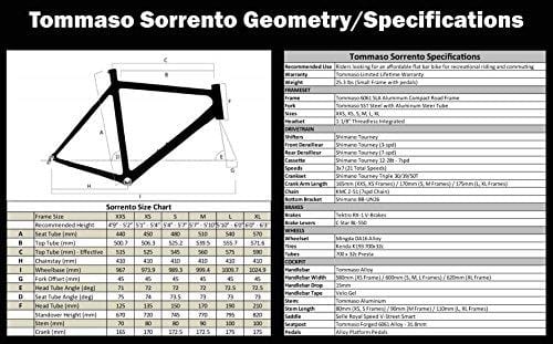 Tommaso Sorrento - Bike of The Month - Shimano Tourney Hybrid Fitness Bike, Matte Black/Grey - Medium
