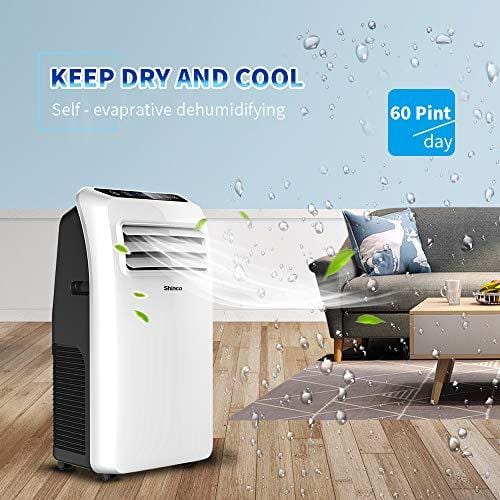 Shinco SPF2-08C 8,000 BTU Portable Air Conditioner,Dehumidifier Fan Functions,Rooms up to 200 sq.ft, Remote Control, LED Display, White