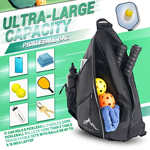 HIMAL Pickleball Bag- Adjustable Pickleball,Tennis,Racketball Sling Bag - Pickleball Backpack with Water Bottle Holder for Men and Women…