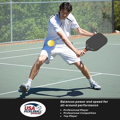 Pickleball Paddle, USA Pickleball Approved, 3K Raw Carbon Fiber Surface (CFS) High Grit & Spin, with 16MM Polypropylene Honeycomb Core, Ideal for Novice and Professional Players