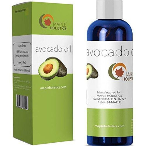100% Pure Avocado Oil - Deep Tissue Moisturizer for Hair, Face & Skin - Rich in Retinol & Vitamin E to Reduce Wrinkles - Supports Skin Rejuvenation & Hair Growth - 4 Oz - USA Made By Maple Holistics
