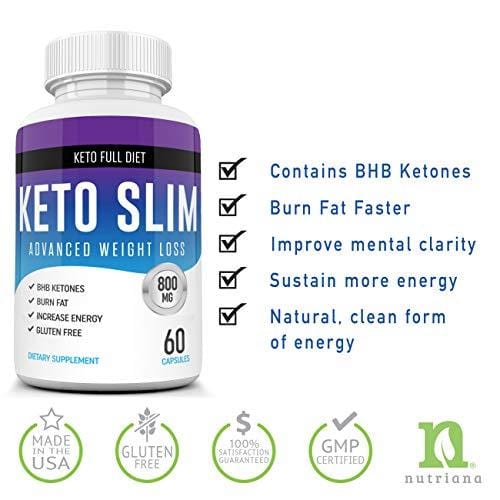 Best Keto Slim Diet Pills - Ketogenic Keto Weight Loss Pills for Women and Men - Ketosis Keto Supplement with BHB Salts for Keto Diet -Keto Pills Weightloss 60 Capsules