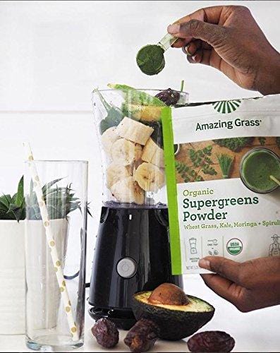 Amazing Grass Organic Super Greens Powder with Wheatgrass, Kale, Moringa, & Spirulina, Smoothie Booster with Vitamin K, 30 Servings