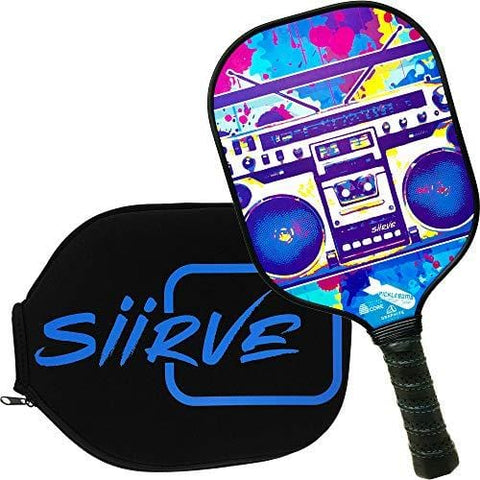 Graphite Pickleball Paddle with Cover | Double Sided Graphics | Premium Pickle Ball Racket and Case | Polymer Honeycomb Core | Best Graphics (Audio)