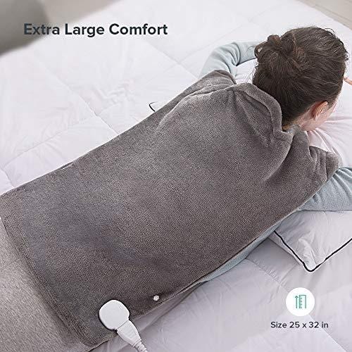 XXX-Large Heating Pad Wrap for Back Shoulders Pain Relief with Strap, FDA Registered, ETL Certified, 6 Temperature Settings Auto Off, 25 x 32", Dark Gray