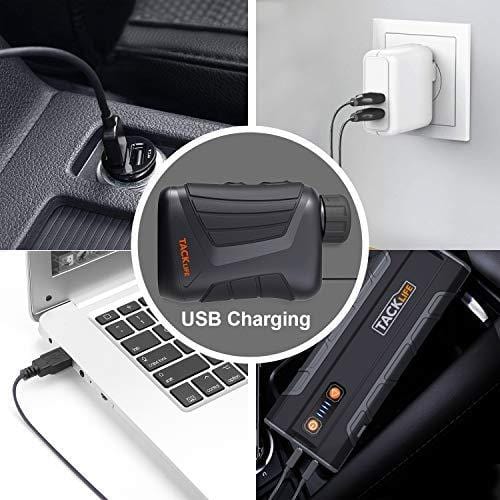 Laser Range Finder 900 Yard, RangeFinder 7X with Pin/Range/Speed/Scanning Model, USB Charging Cable, Wrist Strap, Carrying Case, 1/4'' Mounting Thread for Golf, Hunting, Hiking, Outdoor Using - MLR01