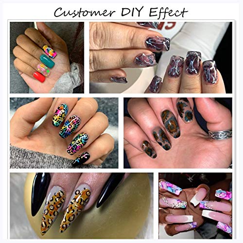 Makartt Blooming Nail Polish, Alcohol Ink Watercolor Pink Blossom Gel Nail Polish Magic Manicuring Kit Work with Transparent Red Marble Nail Vanish Young Nail Art Design,Summer 6 Colors Set