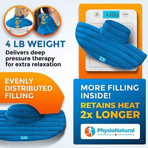 Neck and Shoulder Wrap - Instant Relief for Tension and Stress, Migraines, Headaches, Aches, Spasms, Arthritis, Stiffness, and Tightness - Deep, Penetrating Muscle Relaxation with Herbal Aromatherapy