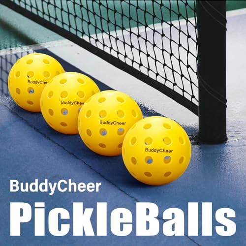 BuddyCheer Pickle Ball, Outdoor Pickleball Balls Set, 4 Pack, 40 Hole, Pickleball Gifts for Women & Men, Pickle-Ball Equipment