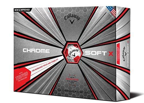 Callaway Golf Chrome Soft X Truvis Golf Balls, (One Dozen), White/Red [product _type] Callaway - Ultra Pickleball - The Pickleball Paddle MegaStore