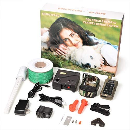 GROOVYPETS Remote Dog Training Shock Collar & Underground/In-Ground Electric Containment Fence System Combo for Medium and Large Dog
