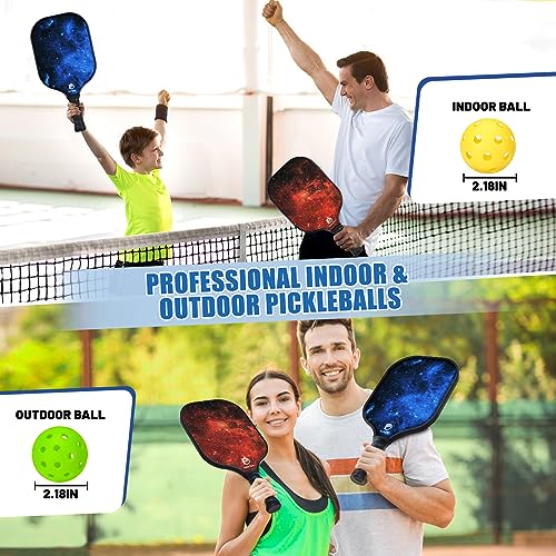 DULCE DOM Pickleball Paddles Set of 4, USAPA Approved Fiberglass Surface Pickleball Set with Pickleball Paddles, 4 Pickleball Balls and Pickleball Bag, Pickle Ball Rackets Gifts for Beginners & Pros