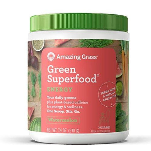 Amazing Grass Green SuperFood Energy, Watermelon, 30 Servings, 7.4 Ounce