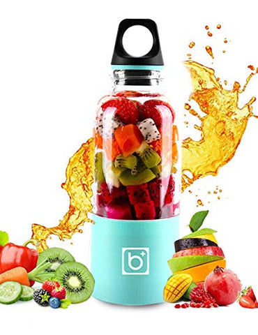 Portable Blender, Multifunctional Personal Blender Mini Smoothie Blender 4 Powerful Blades, 2600mAh Rechargeable USB Juicer Cup Bottle (Blue)
