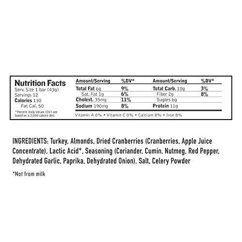 Epic All Natural Meat Bar, 100% Natural, Turkey, Almond & Cranberry, 1.5 ounce, 12 Count