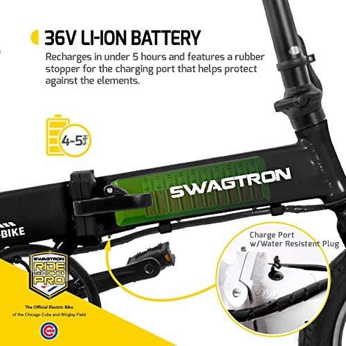 Swagtron Swagcycle EB-5 Lightweight & Aluminum Folding Ebike with Pedals, White, 58cm/Medium