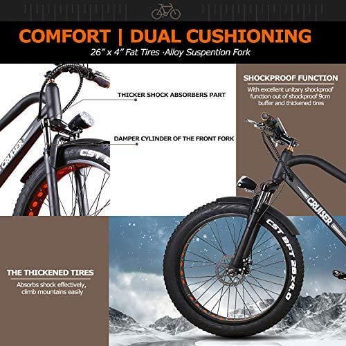 NAKTO Electric Bike Mountain Ebike with 300W/350W/500W 36V/48V Lithium Battery (500W48V12A)