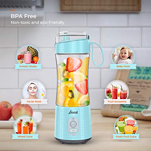 Portable Blender, Personal Size Blender Smoothies and Shakes, Mini Blender 4000mAh USB Rechargeable with Six Blades, Handheld Blender Sports,Travel,Gym (Blue)