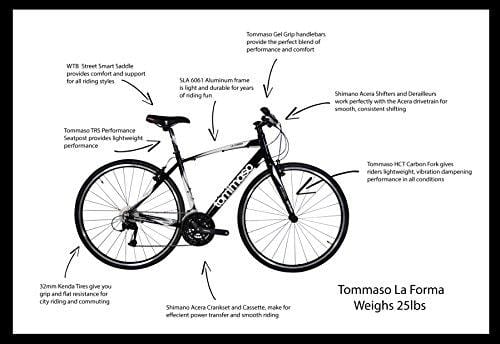 Tommaso La Forma Lightweight Aluminum Hybrid Bike -Black/White - Small