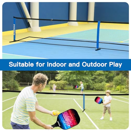 GoPickle Pickleball Net with Court Marking Kit, 22FT Regulation Size Portable Pickle Ball Net System with Carrying Bag, Durable Metal Frame PE Knitted Net for Home Indoor Outdoor Driveway Game