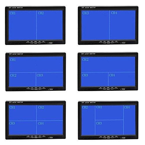 Podofo 9V-24V Car Backup Camera Kit, 7 Inch HD Quad Split Monitor + 4 x Waterproof IR Night Vision Front Rear Side View Cameras and 33ft AV Cables, Mirror/Normal Image