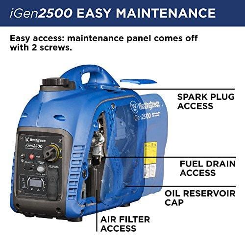 Westinghouse iGen2500 Portable Inverter Generator - 2200 Rated Watts & 2500 Peak Watts - Gas Powered - CARB Compliant