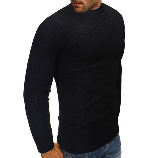 FIRERO Men's Long Sleeve Autumn Winter Slub Pattern Casual Top Blouse Knitted Sweater