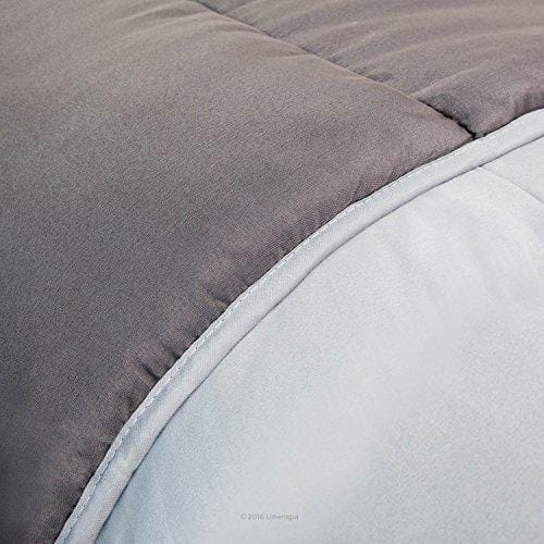 Linenspa All-Season Reversible Down Alternative Quilted Comforter - Hypoallergenic - Plush Microfiber Fill - Machine Washable - Duvet Insert or Stand-Alone Comforter - Stone/Charcoal - Queen