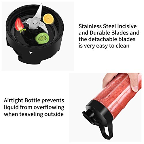 Mini Blender Smoothie Maker with 2 Tritan Bottles BPA-Free, Personal Portable Blender for Smoothies and Shakes, Small Blender Juicer for Office and Travel