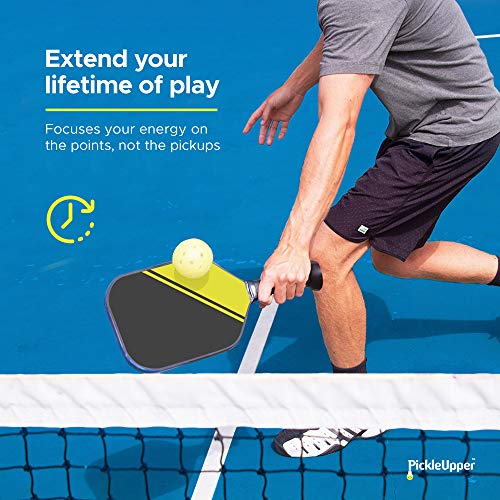 PickleUpper Pickleball Ball Retriever - Attaches to Pickleball Paddles - The Easy Way to Pick Up Pickleball Balls Without Bending Over - Fits Standard Paddles