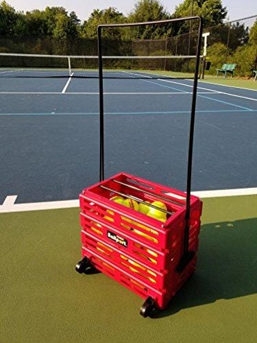 Tourna Ballport Deluxe Tennis Ball Hopper with Wheels - Holds 80 Balls