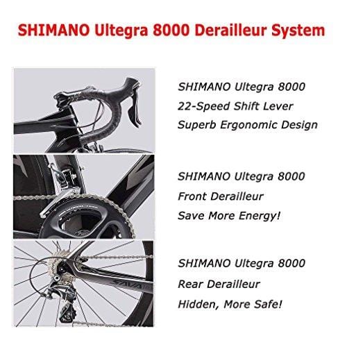 SAVADECK Phantom 2.0 700C Carbon Fiber Road Bike Shimano Ultegra 6800 22 Speed Group Set with Hutchinson 25C Tire and Fizik Saddle (Black Grey,52cm)