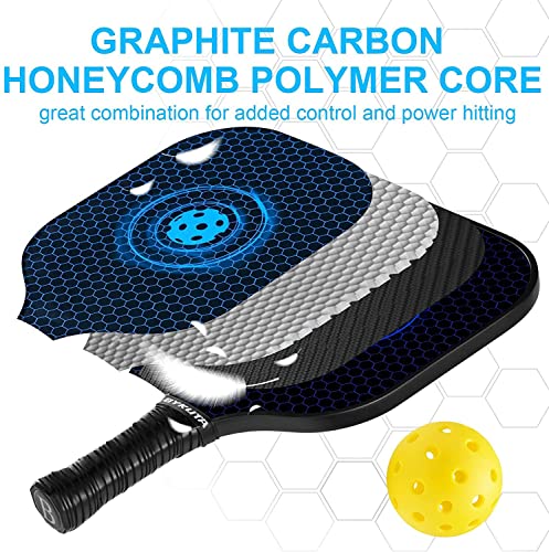 BYKUTA Pickleball Paddles, USAPA Standard Graphite Carbon Fiber Pickleball Set, Lightweight Pickleball Rackets Set, with 4 Outdoor/Indoor Pickle Balls, 1 Portable Backpack, Gifts for Women Men