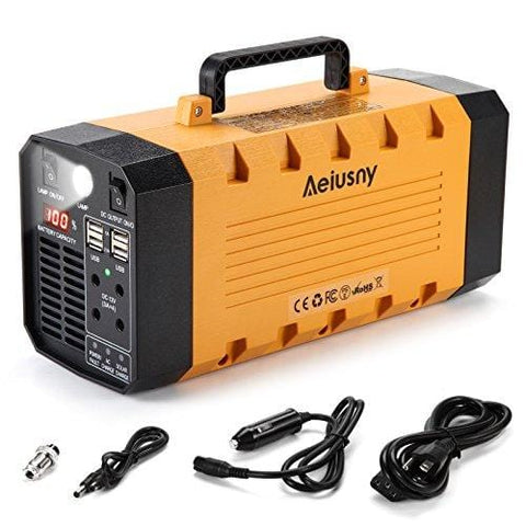 Aeiusny Portable Generator, 288Wh 500W Solar Generator, Portable Power Station CPAP Emergency Backup Battery Camping Power Supply Charged Solar Panel/AC 110V Port/DC 12V Car
