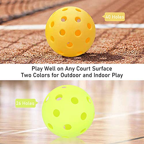 Pickleball Ball Set 6 Pack Outdoor Pickleball Balls, Indoor Pickleball Balls Green in Mesh Ball Bag, Durable and Consistent Bounce Pickleball Accessories Gifts