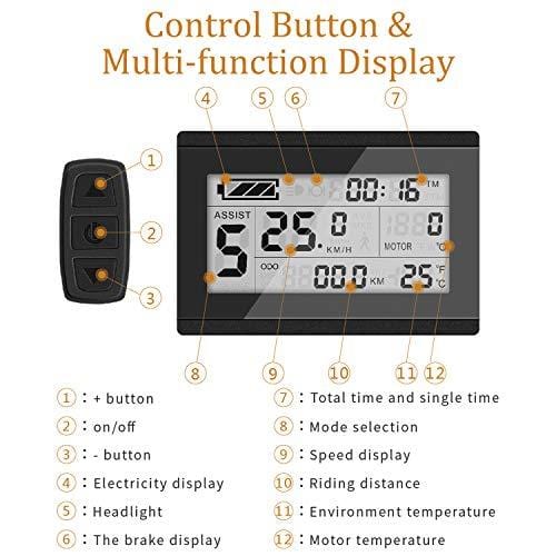 MZZK Electric Mountain Bike 7-Speed 500W Powerful E-Bike with 48V Lithium Battery & Multi-Function Display (26" Mountain Bike-Black)