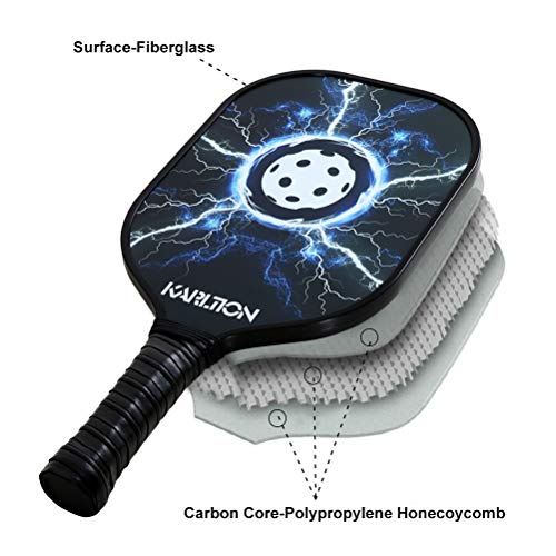 Pickleball Paddle - Pickleball Paddle Set of 2, Graphite Pickleball Racket, Carbon Fiber Glassfiber Surface , Polymer Honeycomb Core Pickleball Paddle with 4 Outdoor Balls and 1 Portable Sport Bag