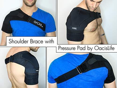 Shoulder Brace with Pressure Pad by OacisLife | [2019 Version] Neoprene Rotator Cuff Compression Support Sleeve for Injury Prevention, Dislocated AC Joint, Labrum Tear, Tendonitis and Fracture - For M