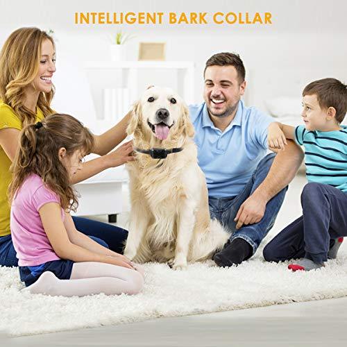 ELenest Bark Collar, 2019 Upgraded Smark Barking Control Device, Adjustable Vibration, Shock Sensitivity Level, Rechargeable Waterproof, Barking Detection for Dog, No Bark Collar