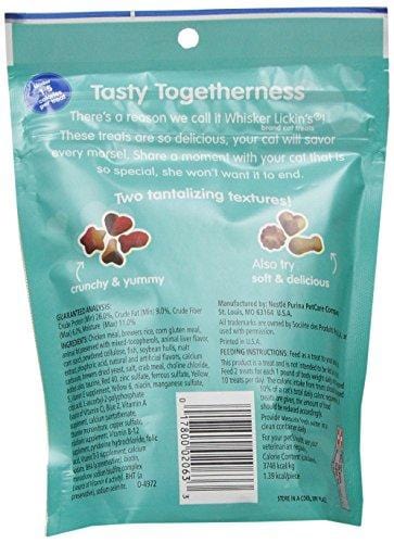 Purina Whisker Lickin's Cat Treats; Crunchy & Yummy Chicken & Seafood Flavors - 6.5 oz. Pouch, Pack of 7
