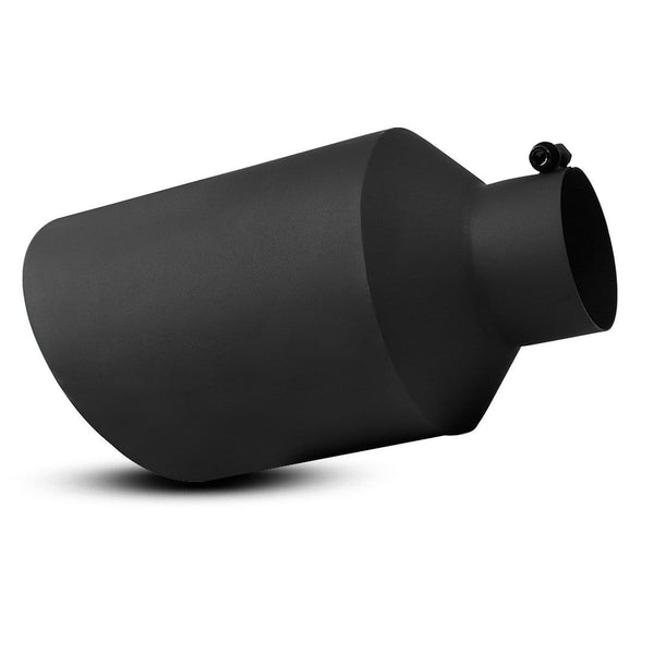 AUTOSAVER88 4 Inch Inlet Black Exhaust Tip, 4 x 8 x 15 Inches Stainless Steel Diesel Exhaust Tailpipe Tip for Truck Cars, Bolt/Clamp On Design.