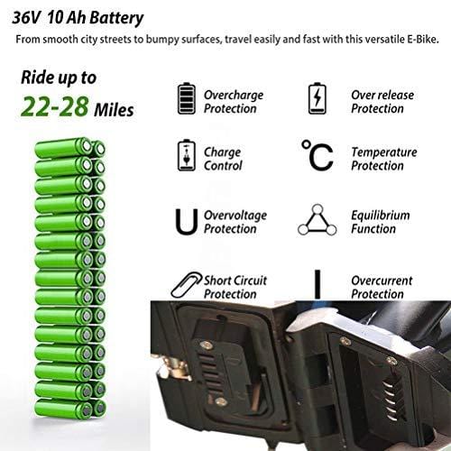 KEANTY 20" Folding Electric Mountain Bike, Fat Tire Electric Bike Beach Snow Mountain Bicycle with 36V/10AH Large Capacity Lithium Battery and Two Cycling Modes (Green)