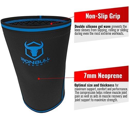 Knee Sleeves 7mm (1 Pair) - High Performance Knee Sleeve Support For Weight Lifting, Cross Training & Powerlifting - Best Knee Wraps & Straps Compression - For Men and Women (Black/Blue, X-Large)