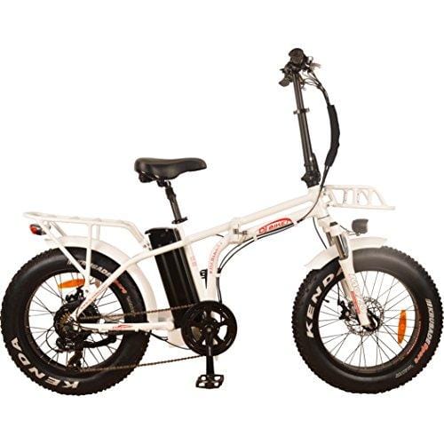 DJ Folding Bike 750W 48V 13Ah Power Electric Bicycle, UL 2849, Pearl White, LED Bike Light, Suspension Fork and Shimano Gear,